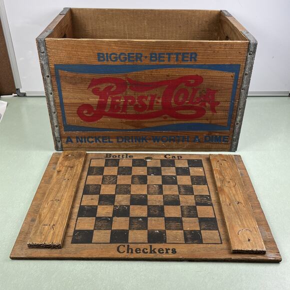 Vintage Pepsi Cola Advertising Wooden Wood Crate A Nickel Drink Worth A Dime - Picture 5 of 15